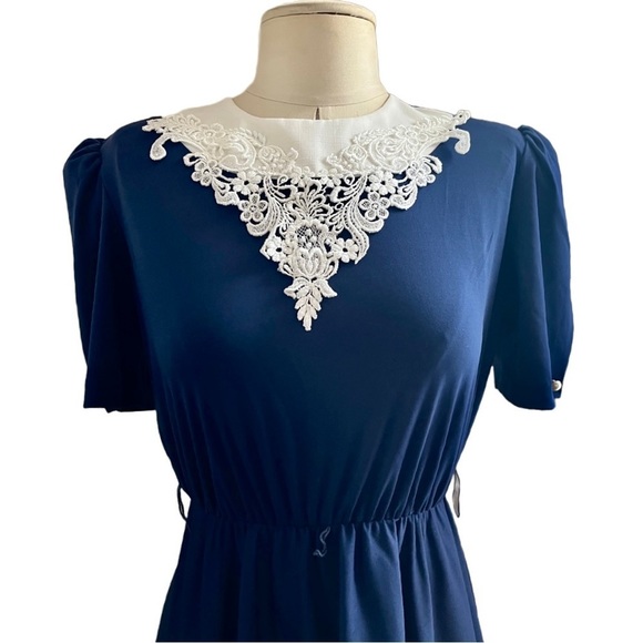 VINTAGE Whirlaway Frocks Secretary Dress sz 6P Lace Collar Grandmacore Cottage - Picture 3 of 12